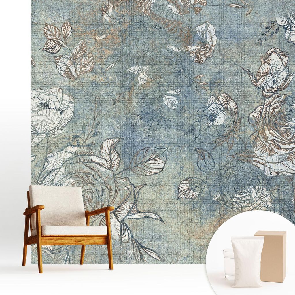 Fototapete - 250x250 cm - Tapete - Wandtapete - Wandbilder - Dekofolie - Tapete Folie - Wand - Dekoration - Wohnzimmer - Romantische Rosen