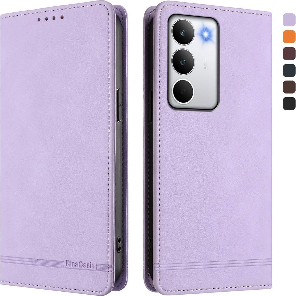 Hülle für Realme C71, Retro Kunstleder Ständer Klapphülle mit Kartenfächer und Magnetische Violett
