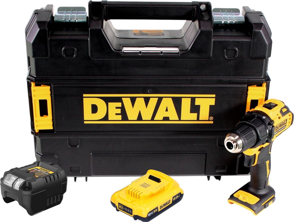DeWalt DCD 708 D1T Akku Bohrschrauber 18 V 65 Nm Brushless + 1x Akku 2,0 Ah + Ladegerät + TSTAK