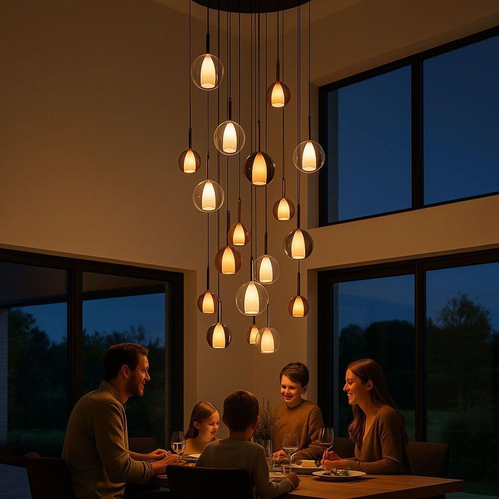 s.luce Belluna Galerieleuchte 20-flammig Ø 120cm Baldachin Braun Ø 14/24cm 20-flammig Rund