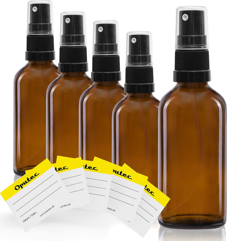 5 x 30ml Sprühflasche, Braunglas, schwarzer Zerstäuber Produktbild 