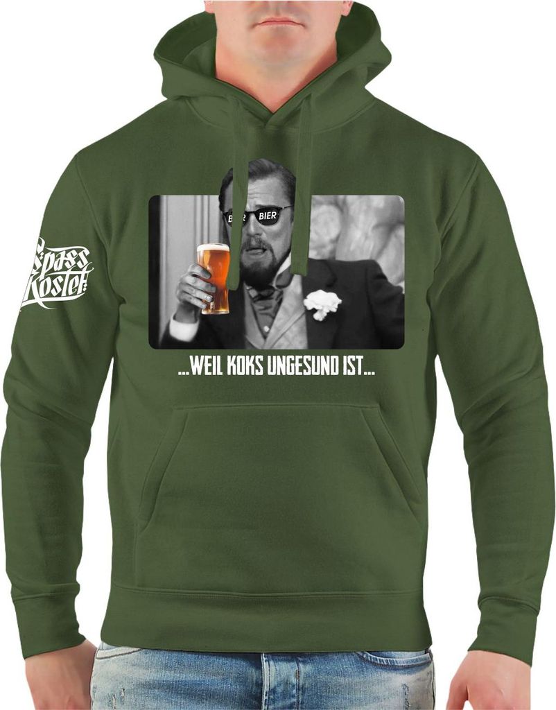 Herren Kapuzenpullover BIER weil Koks ungesund ist