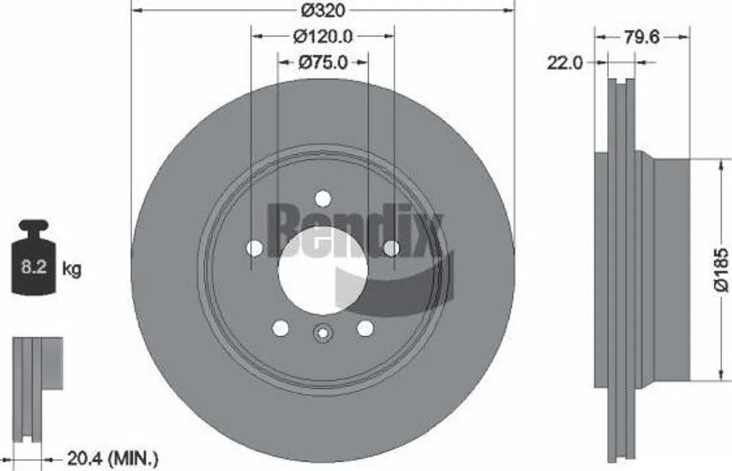 Disque de frein ventilé BENDIX pour BMW X3 diamètre 332mm BDS1300