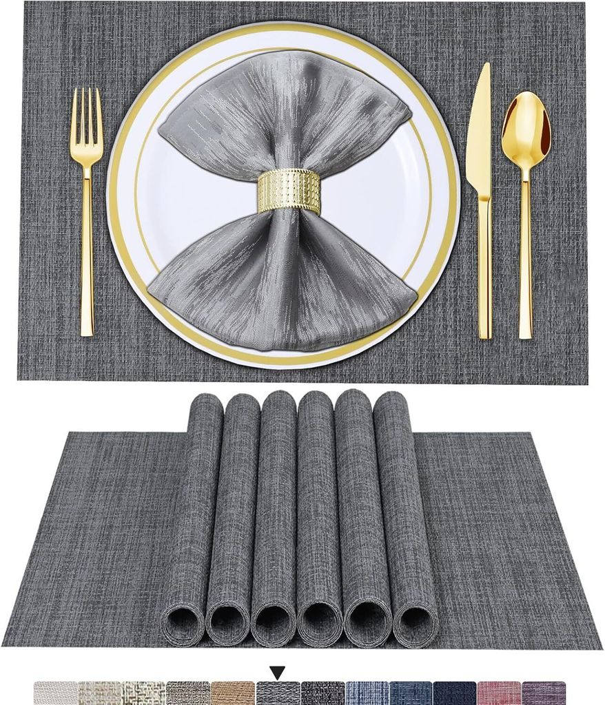 Platzsets Abwaschbar 6er Set Vinyl Tischsets für Esstisch Produktbild 1