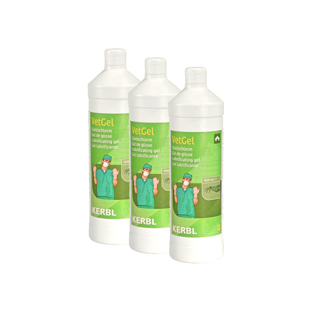 Kerbl Gleitschleim Vet Gel 1000 ml veterinär Gleitgel Veterinärbedarf 3 Stück