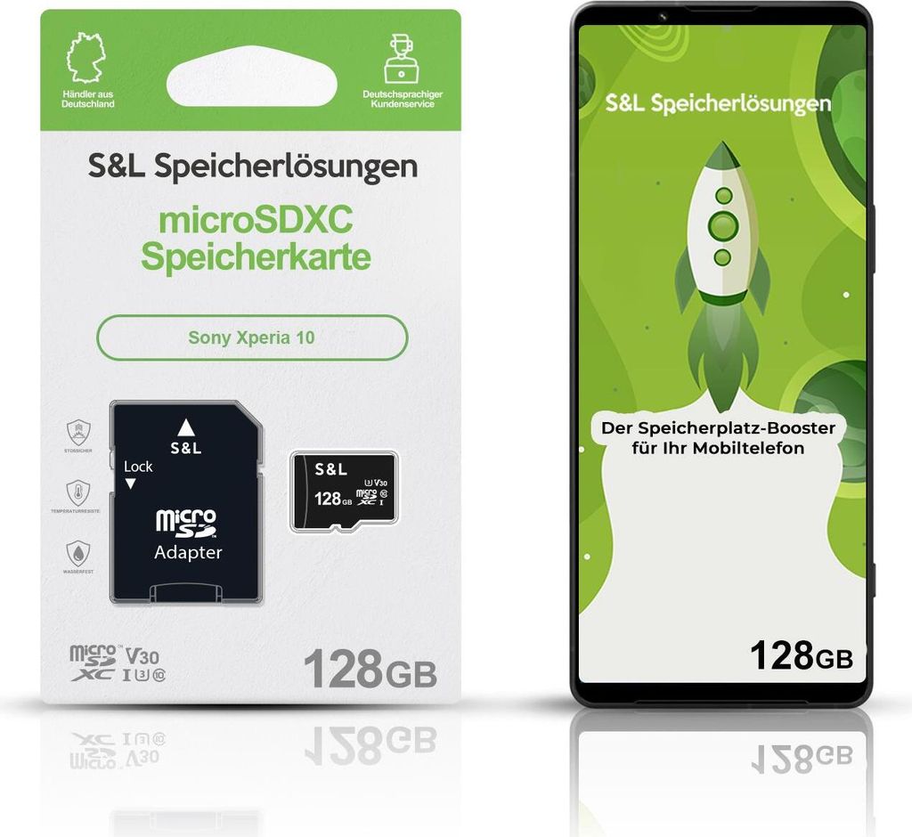 microSD Speicherkarte S&L für Sony Xperia 10 - Speicherkapazität: 128 GB