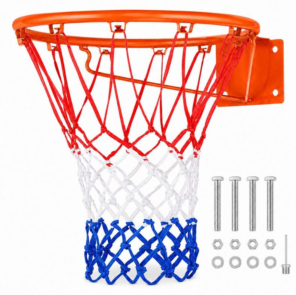 Basketball Ring 45cm Stahl 18 Zoll Ersatzkorb, stabiler Basketballkorb für Indoor & Outdoor Training, wetterfest mit Netz