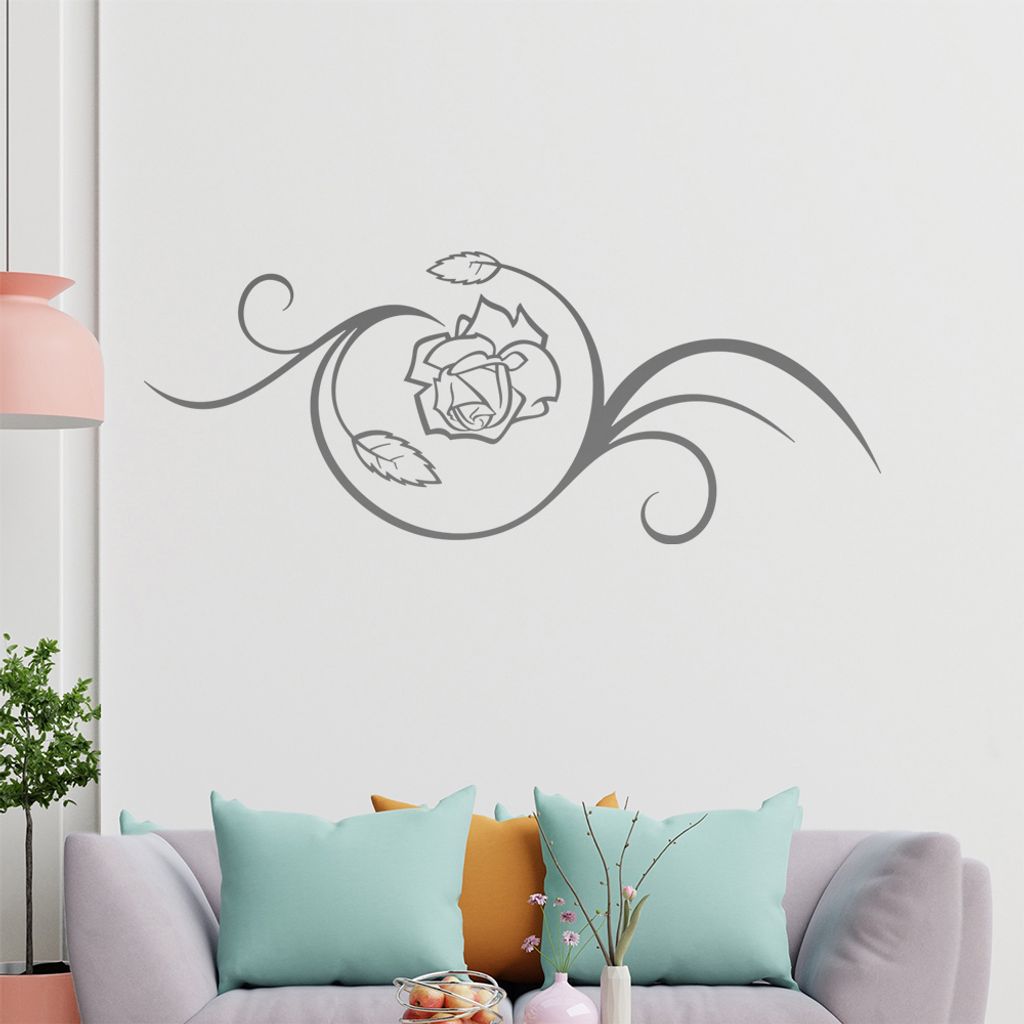 Rose - Linien Wandtattoo in 6 Größen - Wandaufkleber Wall Sticker - Dekoration, Küche, Wohnzimmer, Schlafzimmer, Badezimmer