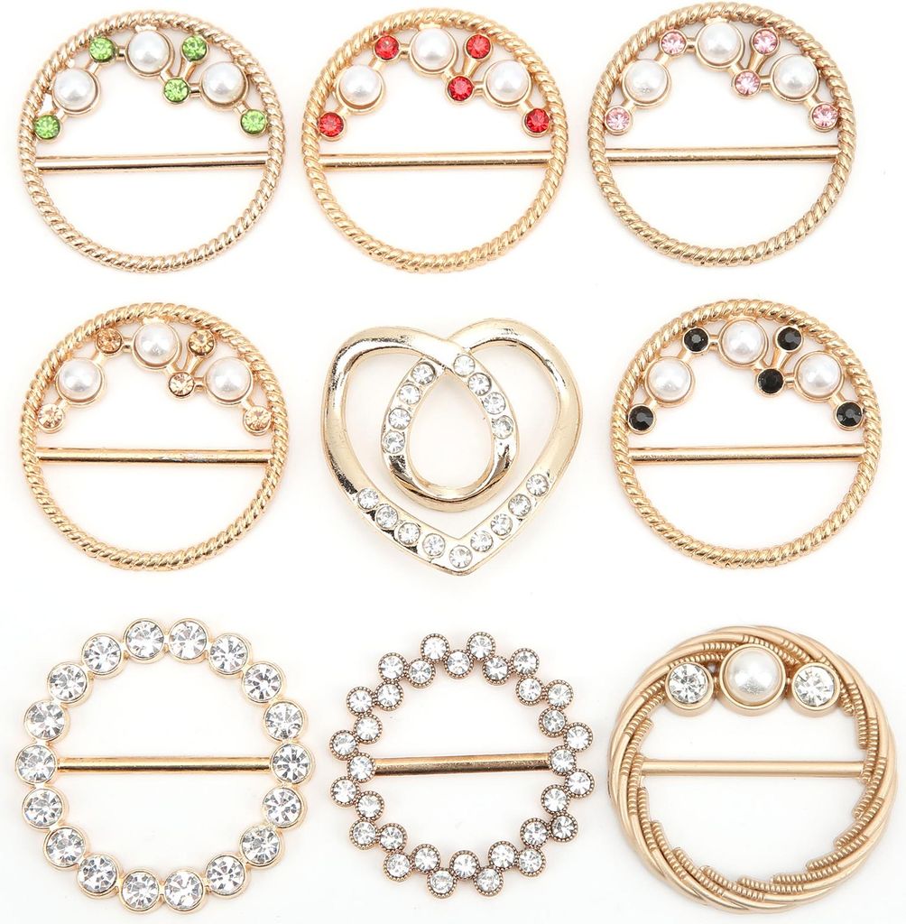 9 Stück Strass-Schal-Schnalle, elegant, modisch, glänzend, fest, stabil, schlicht, T-Shirt-Clip