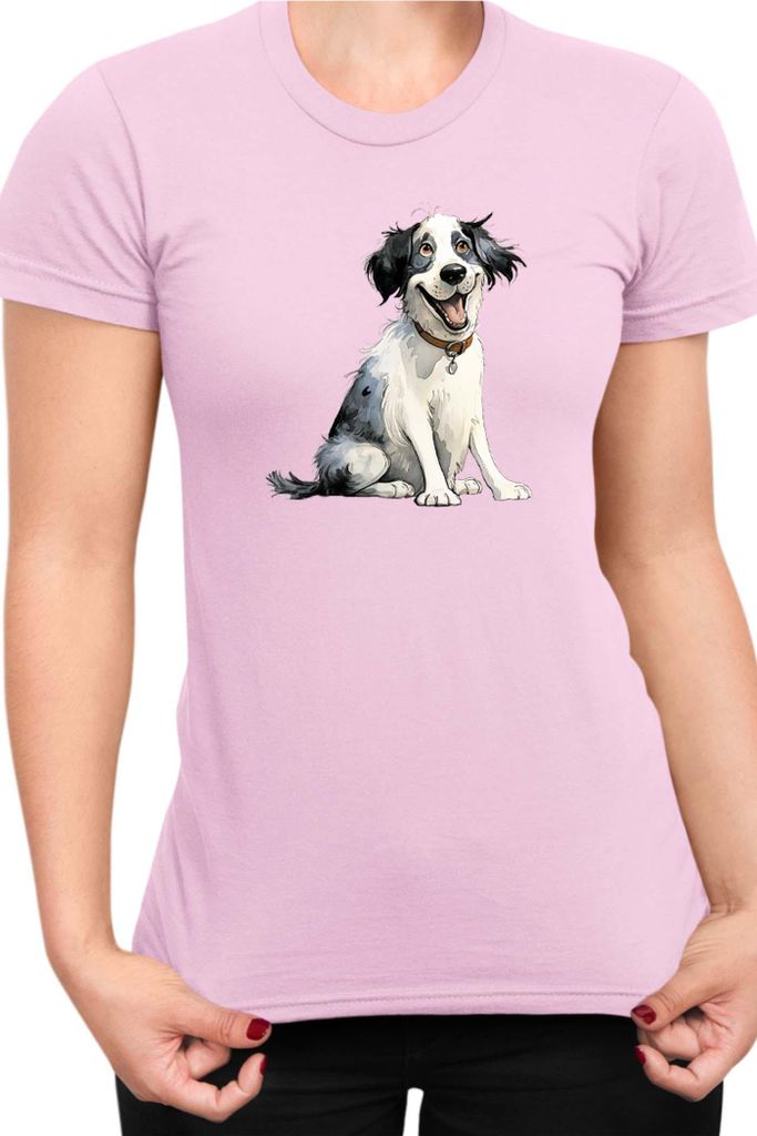 Damen T-Shirt Funny Dogs Breeds Landseer Dog Breed, Lady L / Hellrosa
