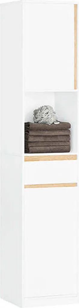 Colonne de salle de bain Rootz en MDF et bois d'hévéa blanc 35x170x33 cm