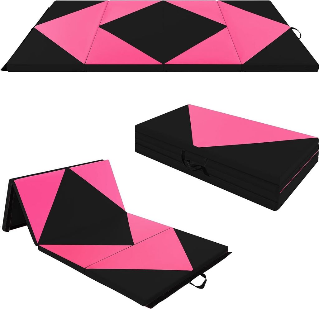 GOPLUS Turnmatte klappbar, 240×117×5cm Weichbodenmatte mit 2 Tragegriffen & Klettverschlüssen, Gymnastikmatte für Gymnastik, Yoga & Spielen, Sp...