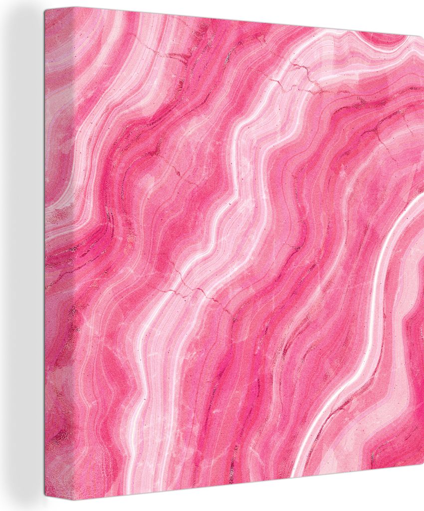 MuchoWow - Leinwandbilder - Achat Geode - Rosa - Kristall - Geode, Wandbild, Wanddeko Bilder Wohnzimmer, 20x20 cm