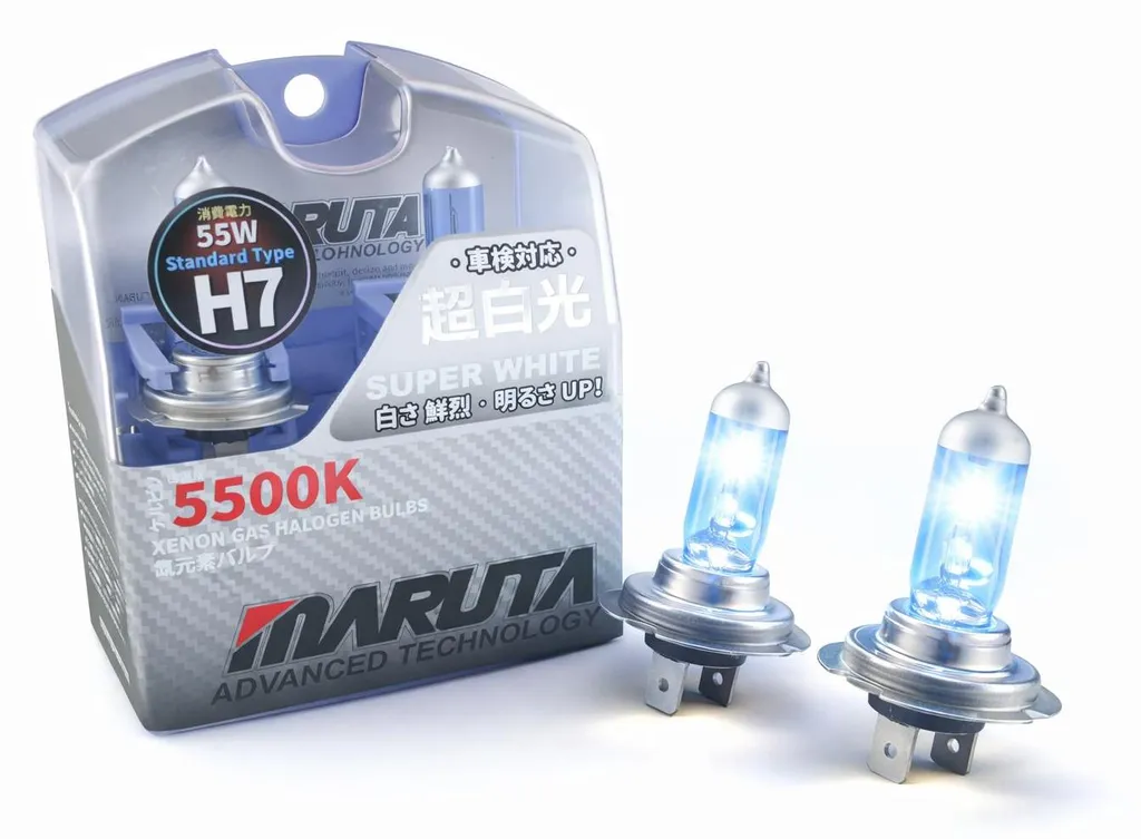 Ampoule Halogène H7 Effet Xénon 5500K Maruta pour Phares et Croisement