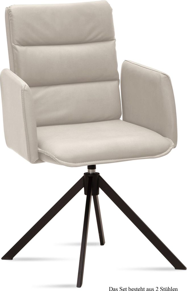 Armlehnstuhl drehbar (2er-Set) Delila 52x92x60 Schwarz/Natur