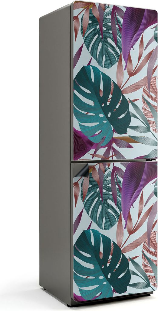 Tropisches Blattmuster – Magnetische Kühlschrank Abdeckung – Dekorfolie magnetisch Küche – Kühlschrank Magnet Deko – selbstklebende Magn...