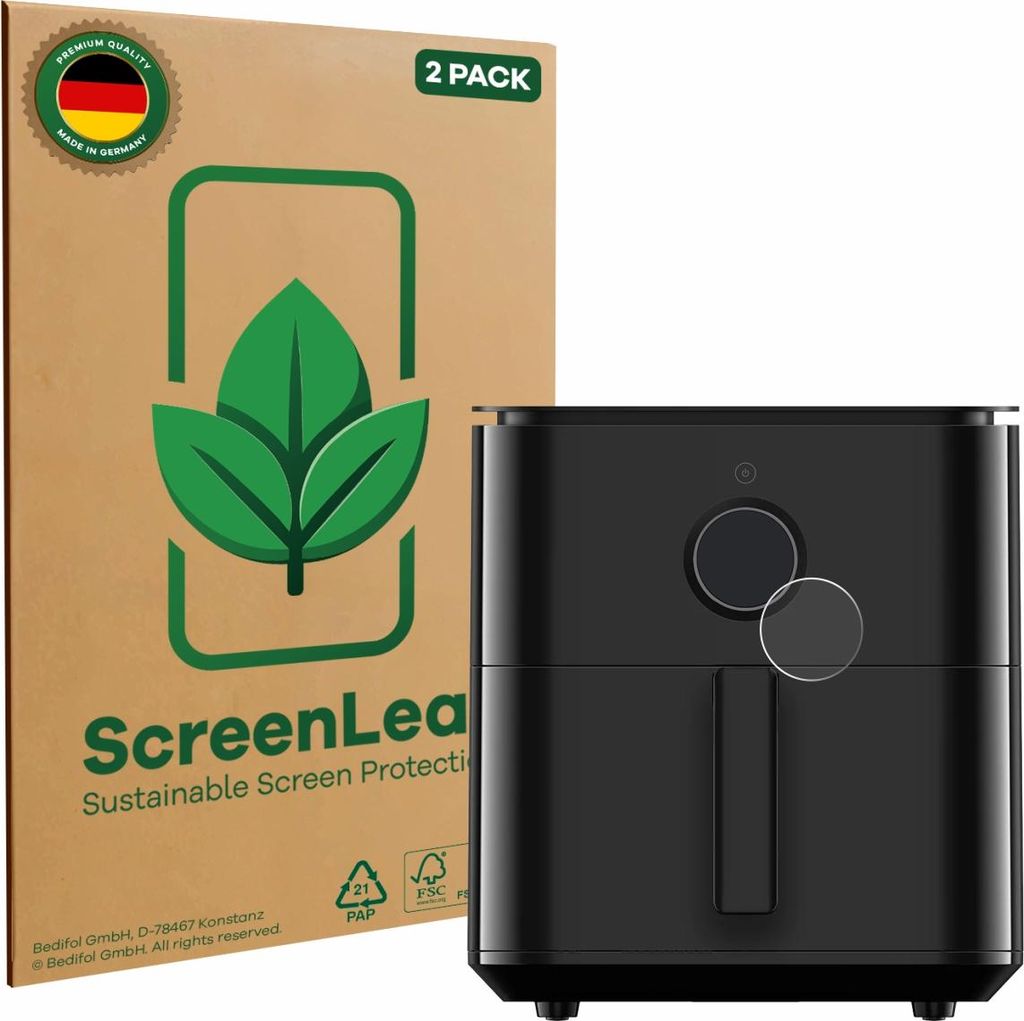2x ScreenLeaf Schutzfolie für Xiaomi Air Fryer 6.5 L nachhaltiger Displayschutz Display Schutz Folie Klar Transparent