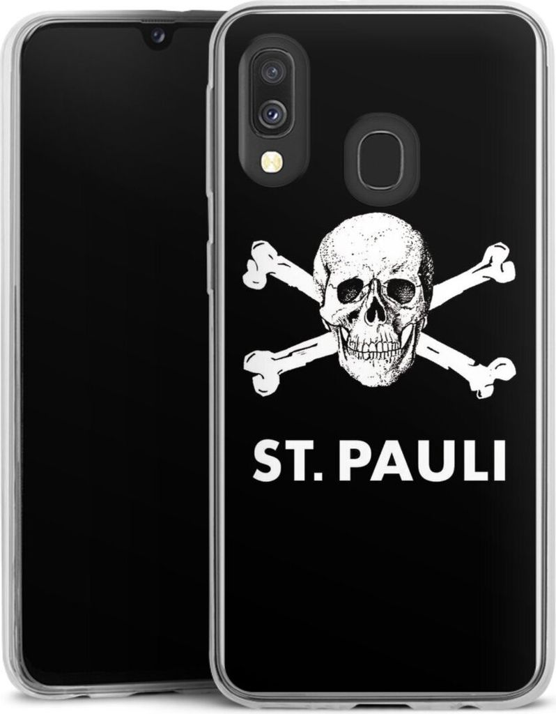 DeinDesign Slim Hülle für Samsung Galaxy A40 Silikon Case Ultra Dünn Handyhülle FC St. Pauli Offizielles Lizenzprodukt Totenkopf