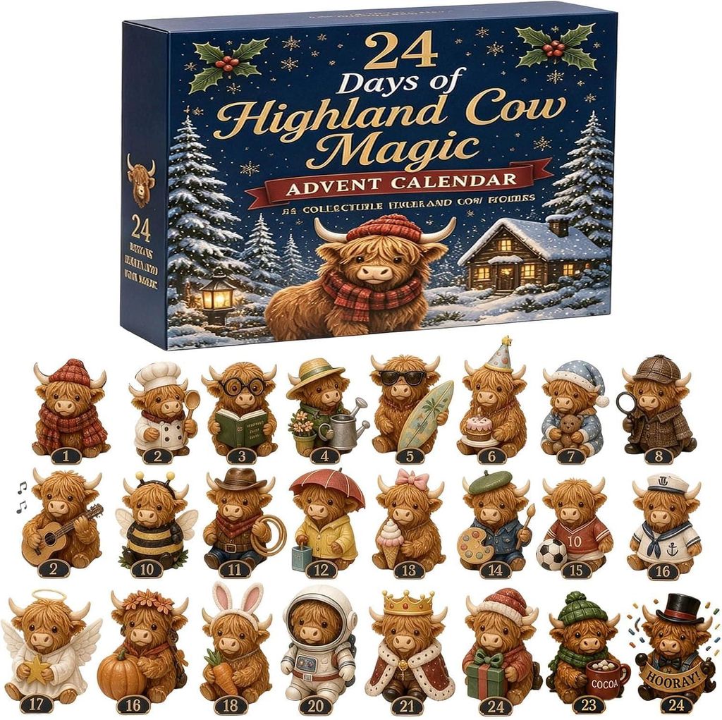 24-Tage 3D Highland Cow Magic Adventskalender 2026 Produktbild 