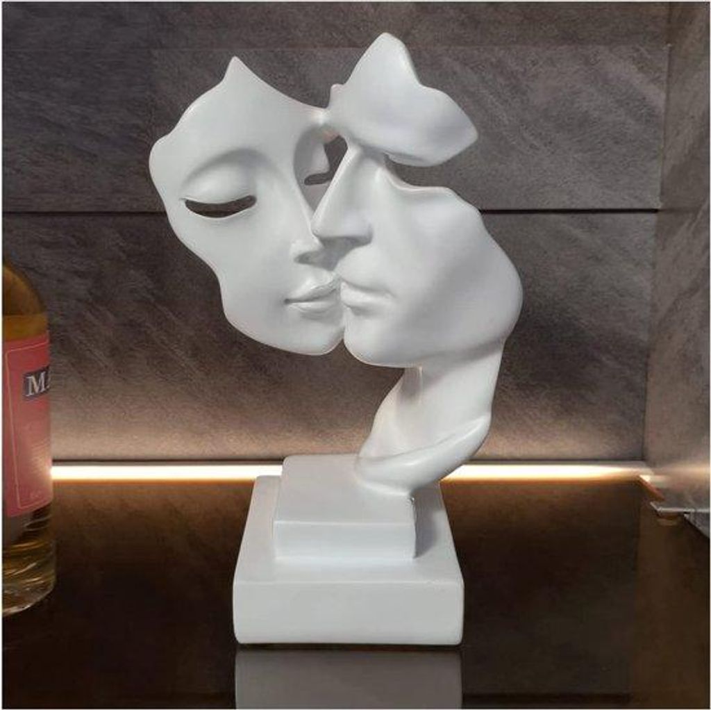 Weiss, moderne abstracte Kunst-Statue, Wohnzimmer, Bar, Schlafzimmer, Paar Dekoration, Geschenk, Harz