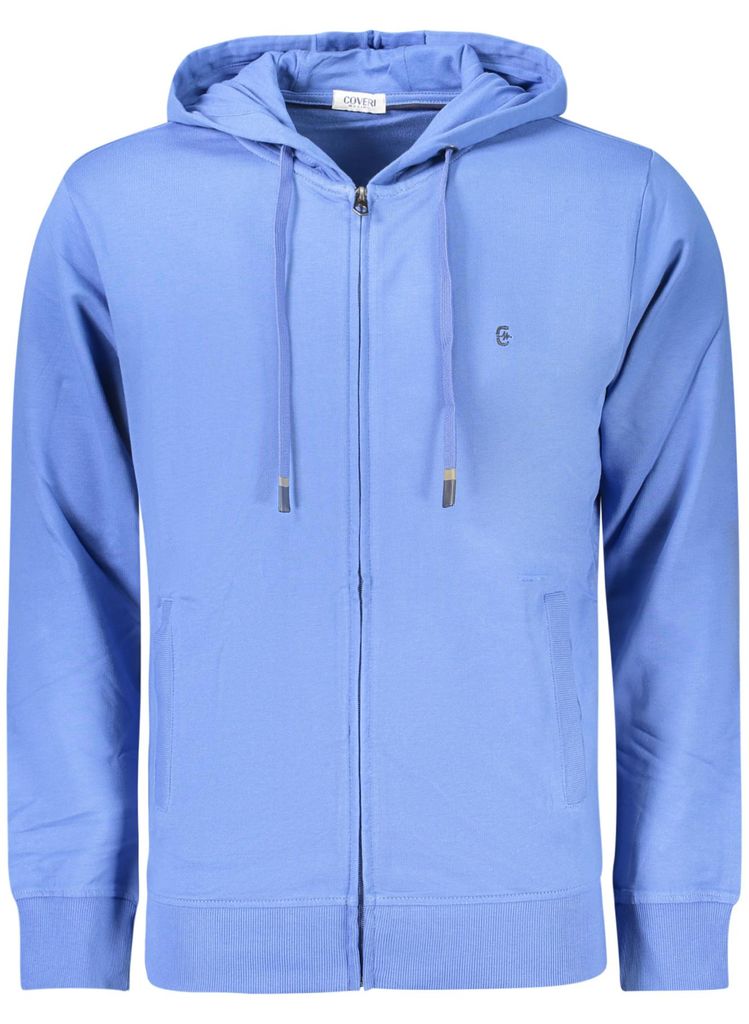 Herren-Kapuzen-Sweatshirt Blau mit Reißverschluss und Stickerei