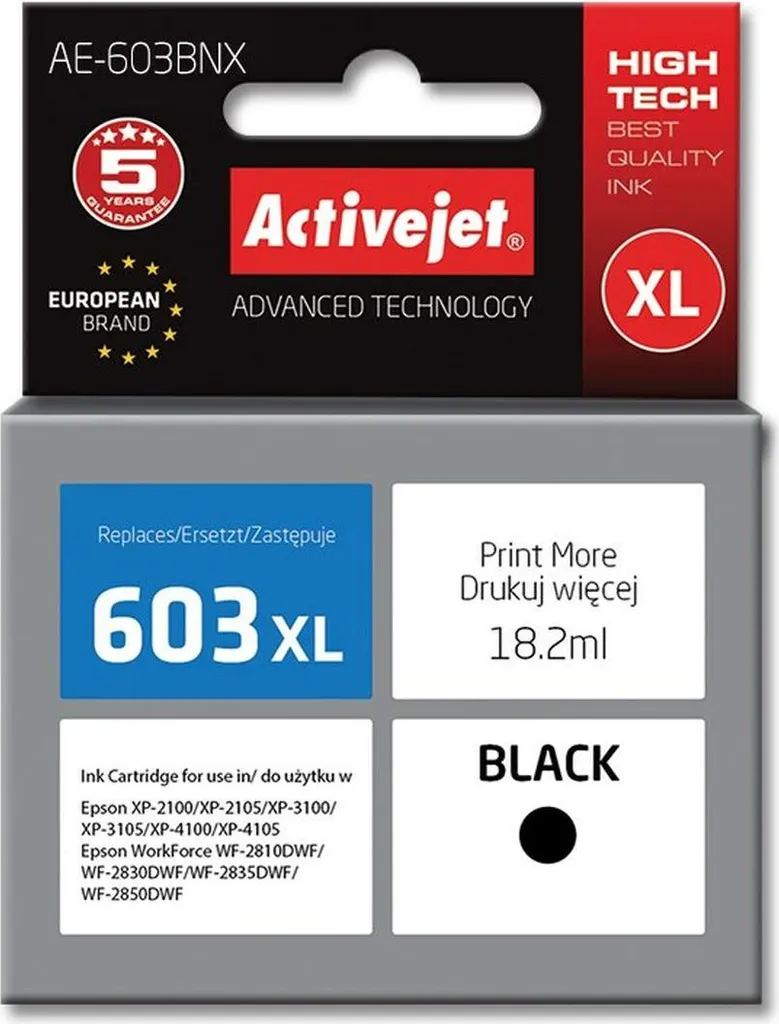 Encre pour Epson 603XL noire Activejet AE-603BNX 18,2 ml bureautique Pro