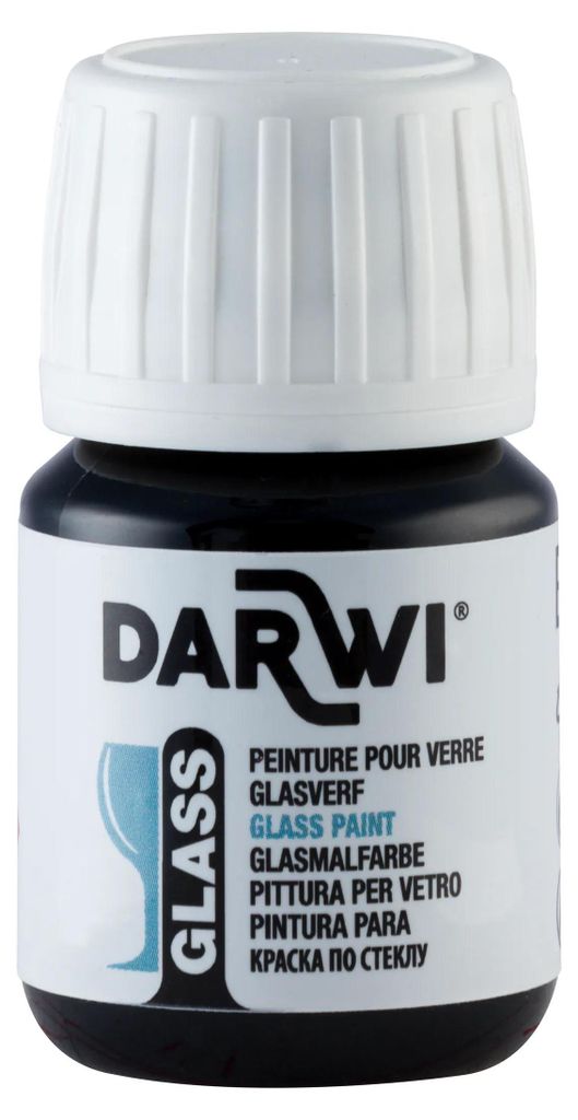 Darwi 5x DARWI Glasmalfarbe, Flakon 30ml, Schwarz - Schwarz DA0700030100C