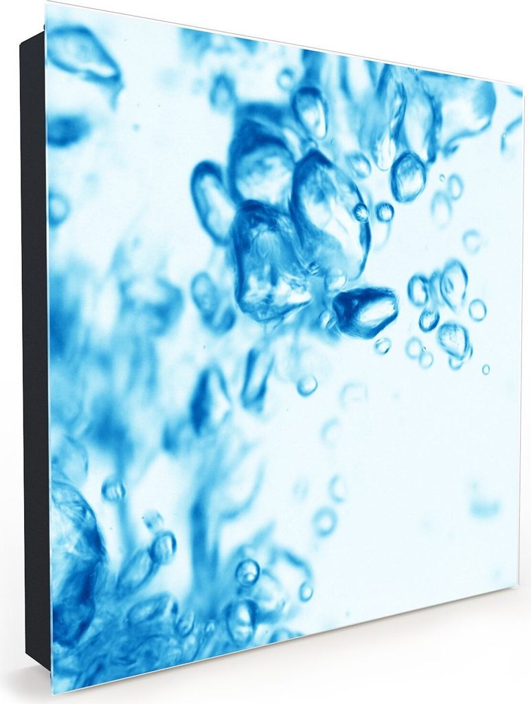 Nachbildung-Schlüsselkasten, Magnetpinnwand und Memoboard mit Glasfront Motiv Blaue Wasser Blasen