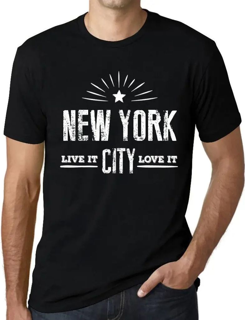 Herren Grafik T-Shirt Live It Love It New York Öko-Verantwortlich Vintage Jahrgang Kurzarm Lustige Druck Geburtstag Geschenk Mann
