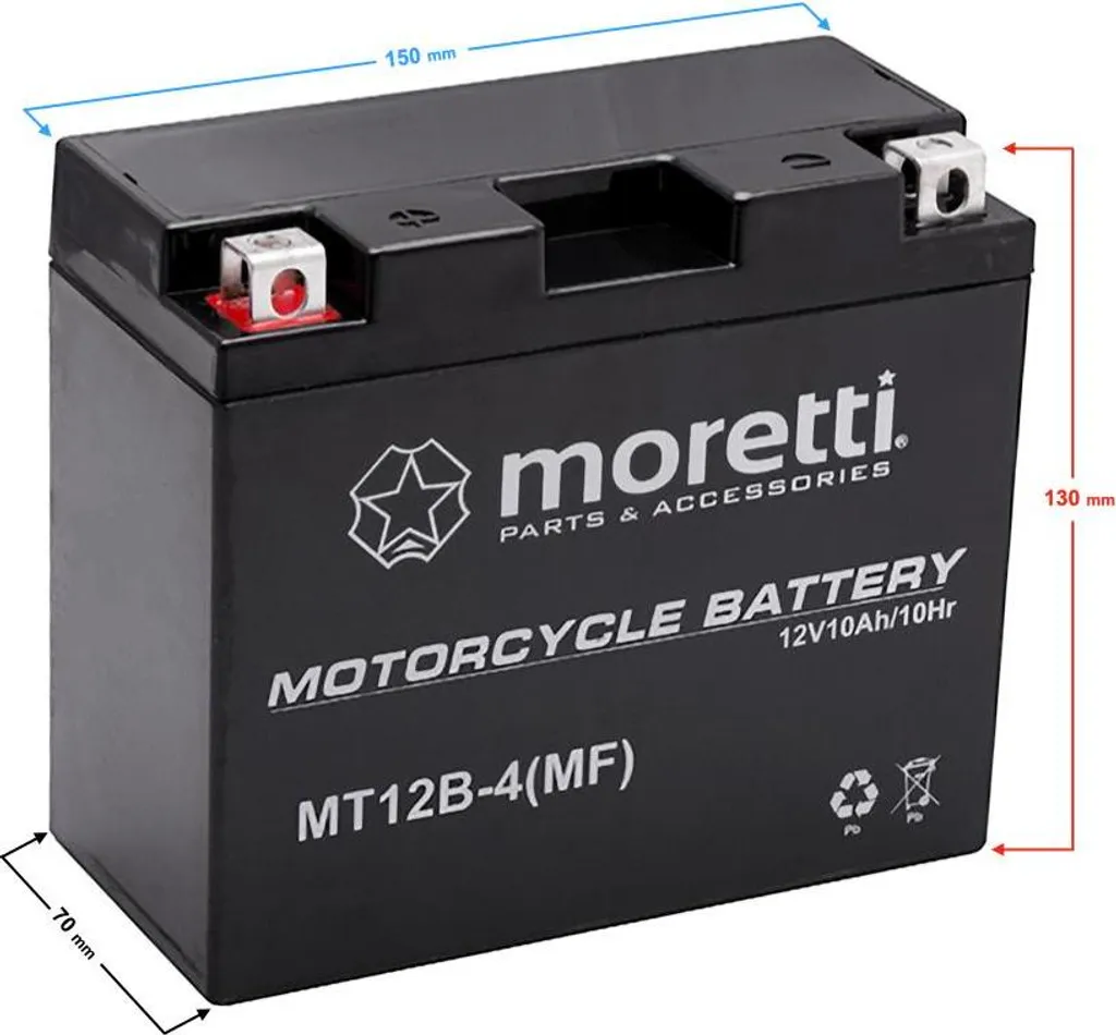 Batteria Moto Moretti MT12B 12V 10Ah Gel AGM - Ricambio Alta Qualità