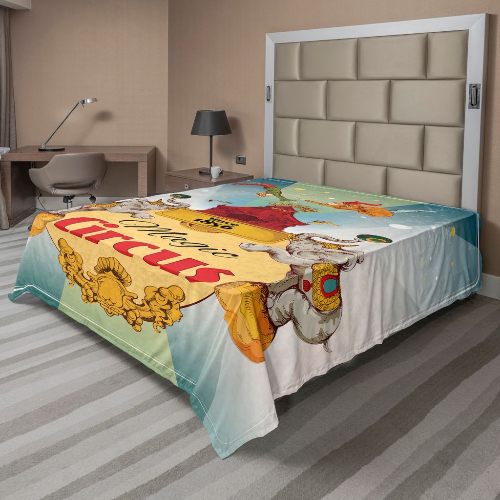 ABAKUHAUS Zirkus Bettlaken, Zauber Zirkus Zelt Show Mitteilung Vintage Art Aerialist Akrobat Leistung, weiches bequemes oberes Bettlaken für ein d...