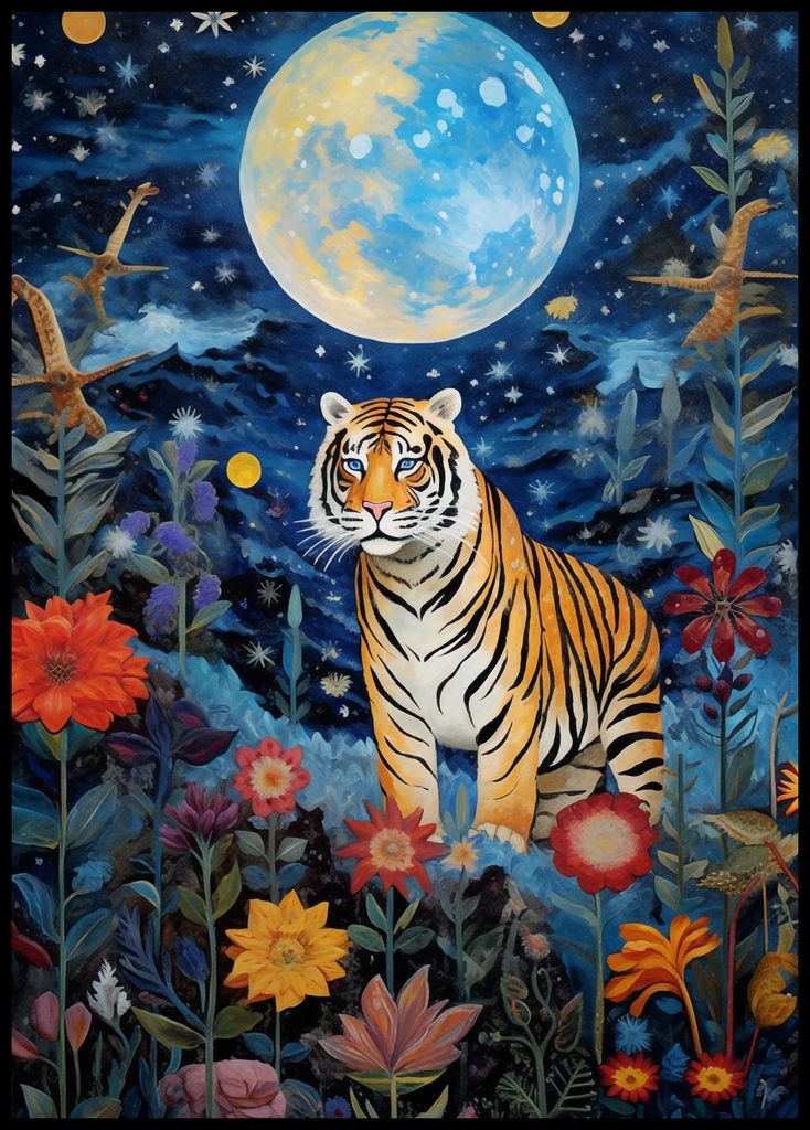Plakat 67,5x95cm Tiger im Garten der Sterne