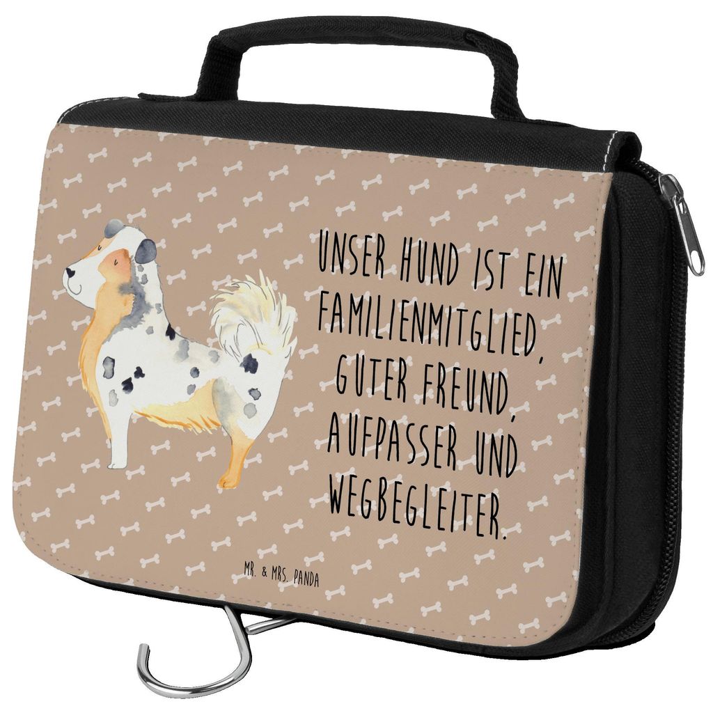 Mr. & Mrs. Panda Kulturbeutel Hund Australien Shepherd - Hundeglück - Geschenk, kosmetiktäschchen, Kosmetiktasche, kulturtäschchen, beautycase, ...