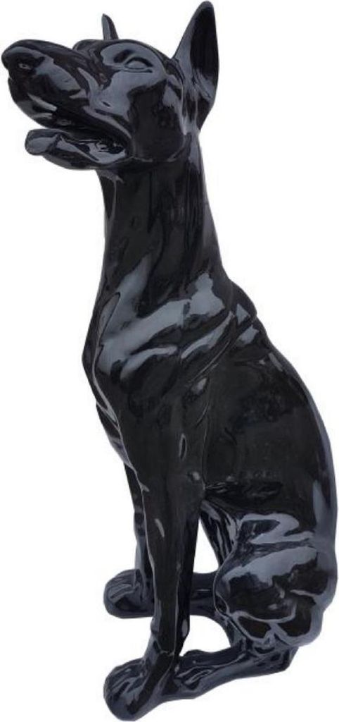 Casa Padrino Luxus Deko Skulptur Hund Dobermann Schwarz H. 80 cm - Große Deko Figur - XXL Deko Skulptur - XXL Deko Figur - XXL Tierfigur - Wohnzim...
