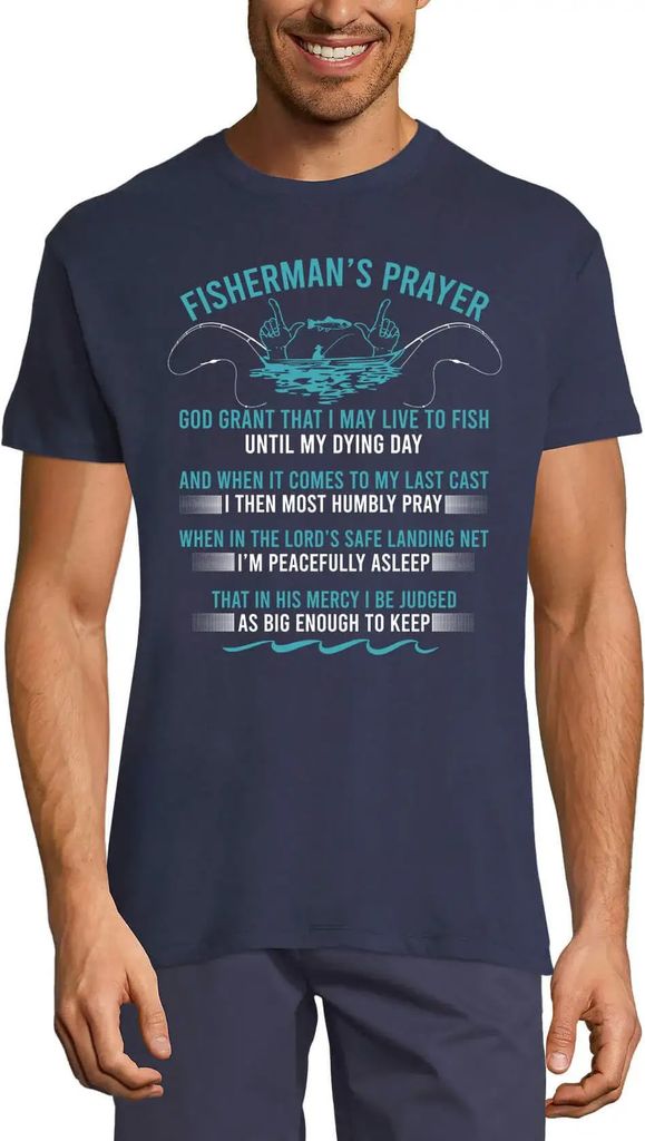 Herren Grafik T-Shirt Gebet des Fischers Fischen – Fisherman's Prayer Fishing – Öko-Verantwortlich Vintage Jahrgang Kurzarm Lustige Druck Gebu...