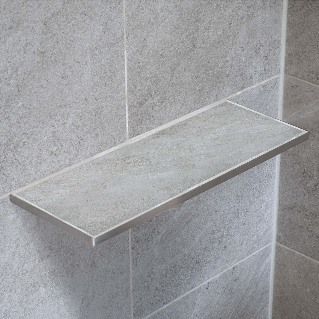 Dalsys Befliesbare Duschablage Ecke 400mm x 150mm Silber Produktbild 