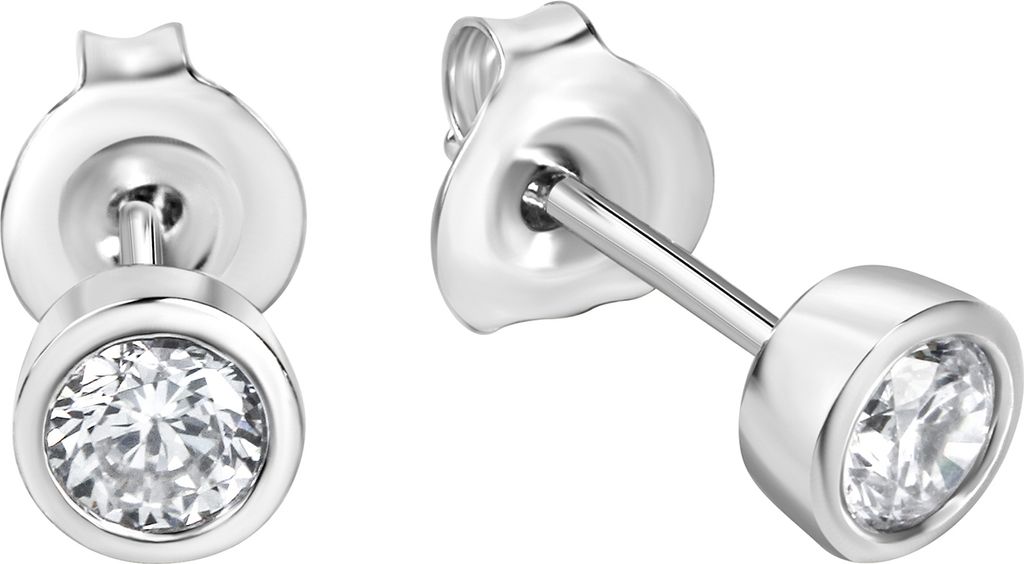 Zeeme Basic Ohrstecker 925/- Sterling Silber 0,5cm weiß Zirkonia weiß 273220520R