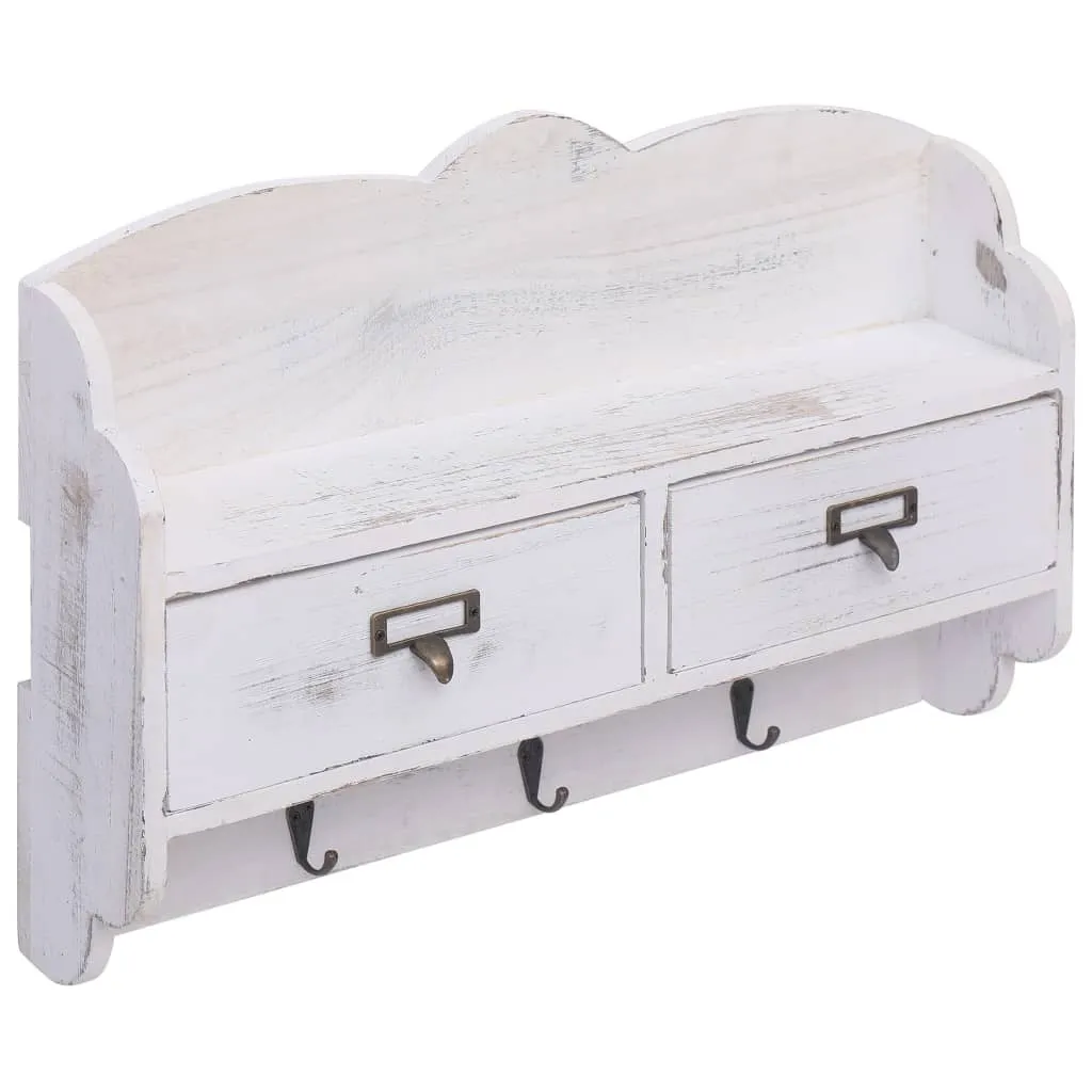 vidaXL Portemanteau mural blanc 50 cm en bois avec étagère intégrée