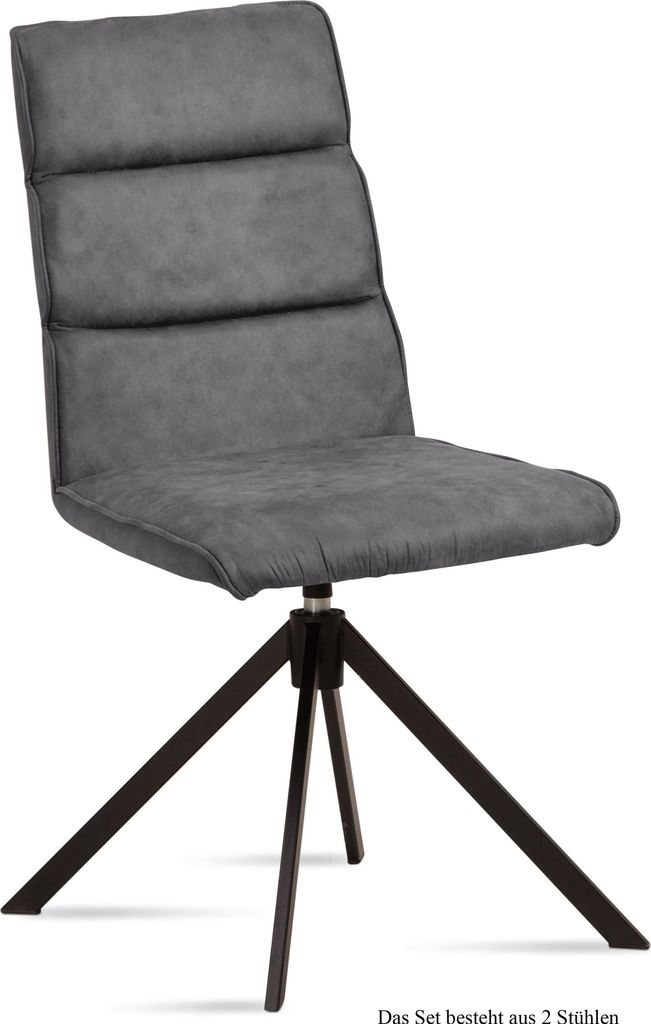 Esszimmerstuhl drehbar (2er-Set) Deedea 47x92x60 Schwarz/Grau