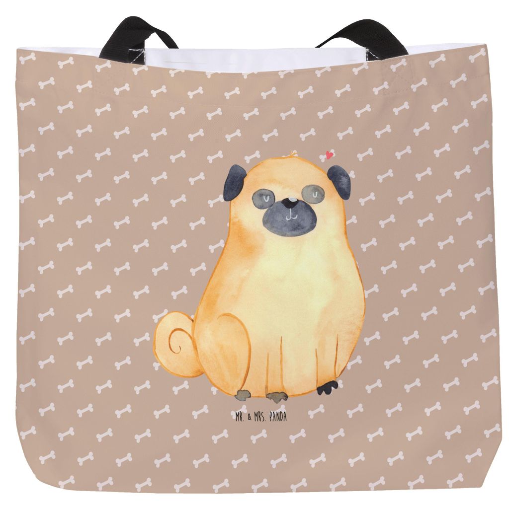 Mr. & Mrs. Panda Tote Bag Mops - Hundeglück - Geschenk, Laptoptasche, Tasche, Schultasche, Hund, Tragebeutel, Reisetasche, Liebe, Hundemotiv, Knuf...