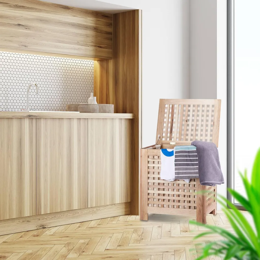 Panier à linge en noyer anti-odeurs - Solution de rangement ventilée - 2