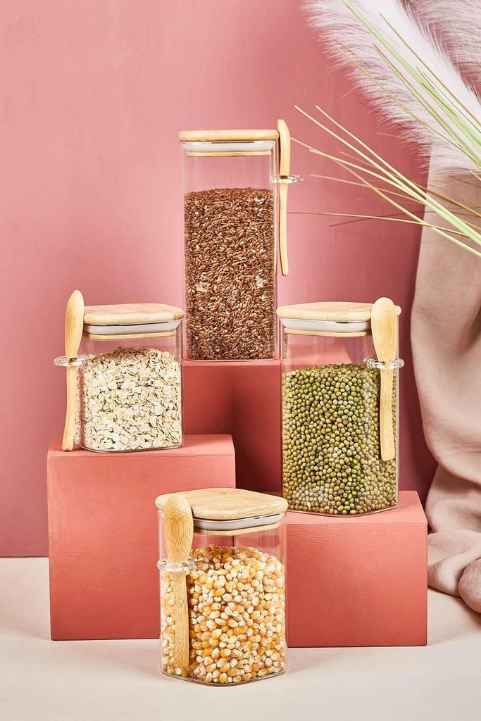 Hermia Concept, Bambu Kapak, Einmachglas-Set (12-teilig), Transparent, Glas, 12 x 8 cm