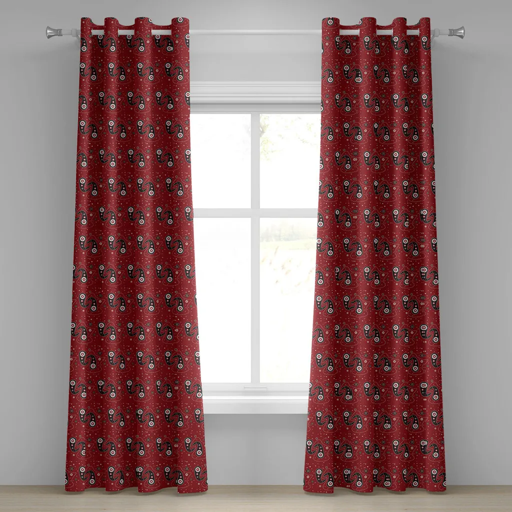 Tende Mandala ABAKUHAUS Rosso Rubino - Eleganza Paisley 280x175 cm