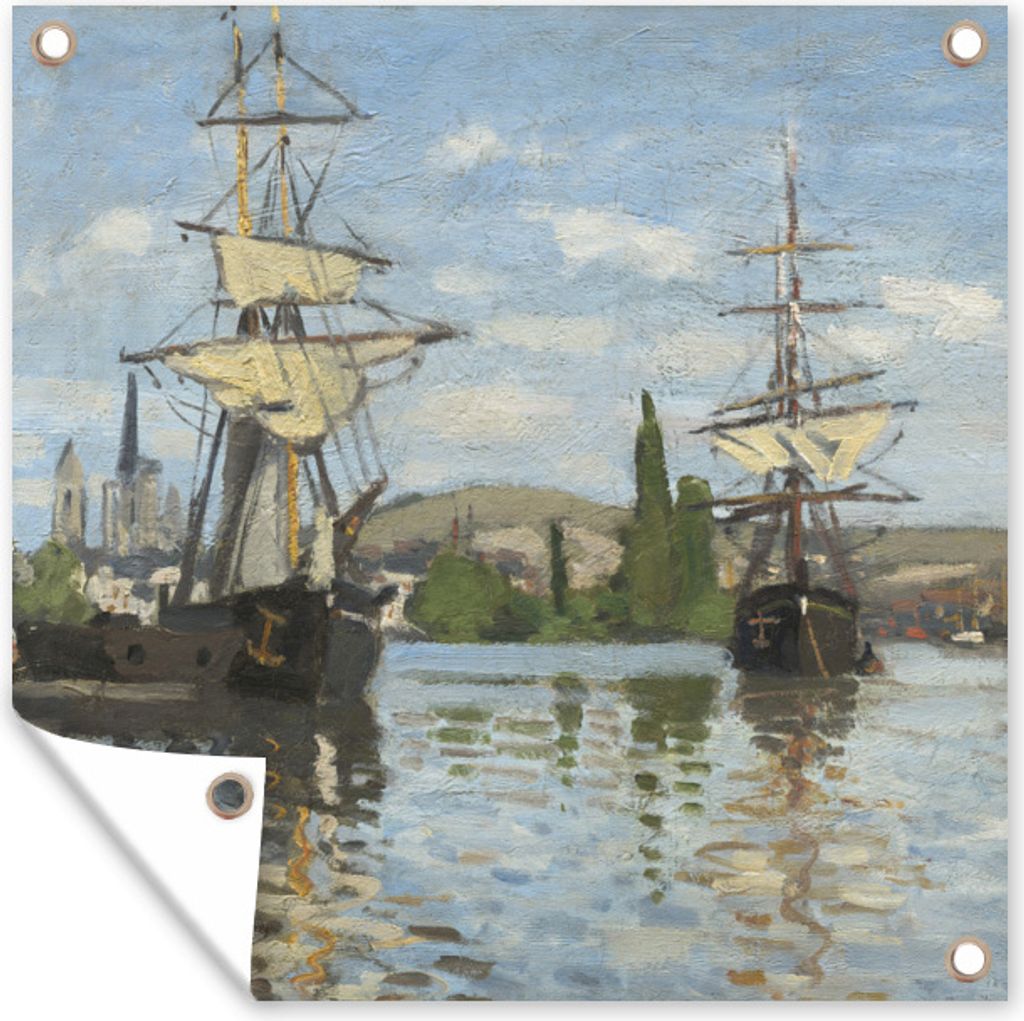 MuchoWow 50x50 cm Outdoor-Poster Gartendeko Sichtschutz Garten Poster für den Garten Segelschiffe auf der Seine bei Rouen - Claude Monet