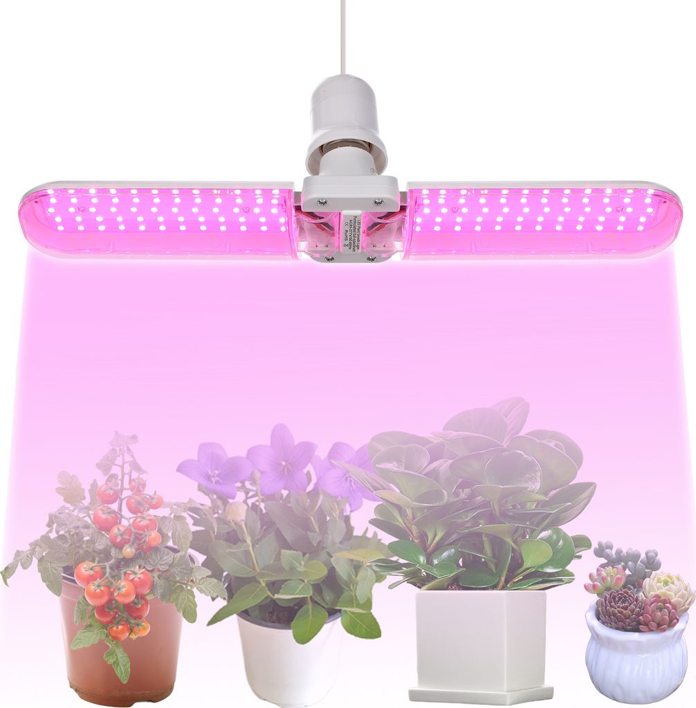 LED Pflanzenlampe Vollspektrum Faltbar,LED Grow Lampe E27, Pflanzenlicht Wachstumslampe für Gewächshaus Zimmerpflanzen(Rosa)