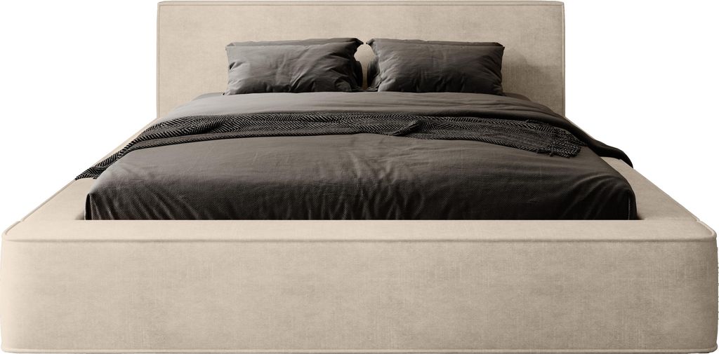 FEDVE Polsterbett MUMMO aus Velours 180x200 cm, Creme Produktbild 