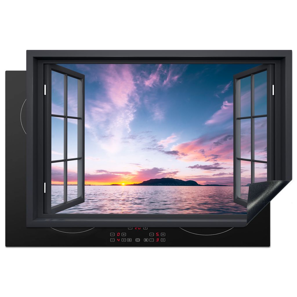 KitchenYeah Herdabdeckplatte Mit Blick auf - Meer - Sonnenuntergang , 77x51cm, Küche Deko, Glaskeramikkochfeld Herdabdeckung, Abdeckplatte fùr ...