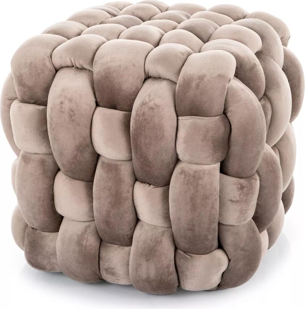 Hocker DOMINICK aus Stoff, beige, 45 cm breit, 41 cm hoch, Produktbild 