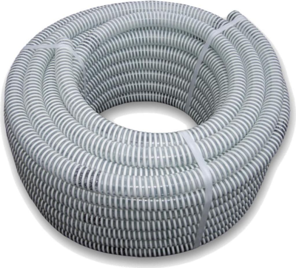A coiled hose on a white background.