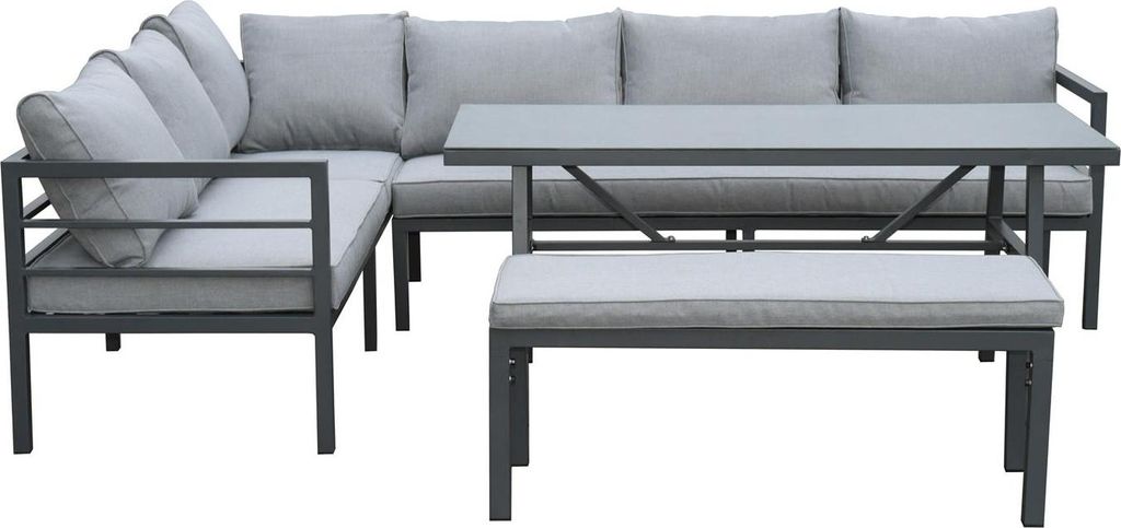 »San Menaio« Gartenlounge Set, Aluminium, grau, 8 Personen